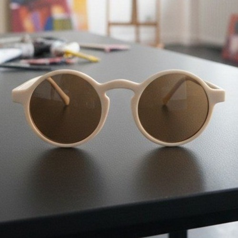 Kids Round Retro Sunglasses, Matte Cream,‎ Vintage Style, UV Protection